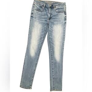 American Eagle Women's Jeggings Super Stretch Hi Rise Blue Jeans Size 6